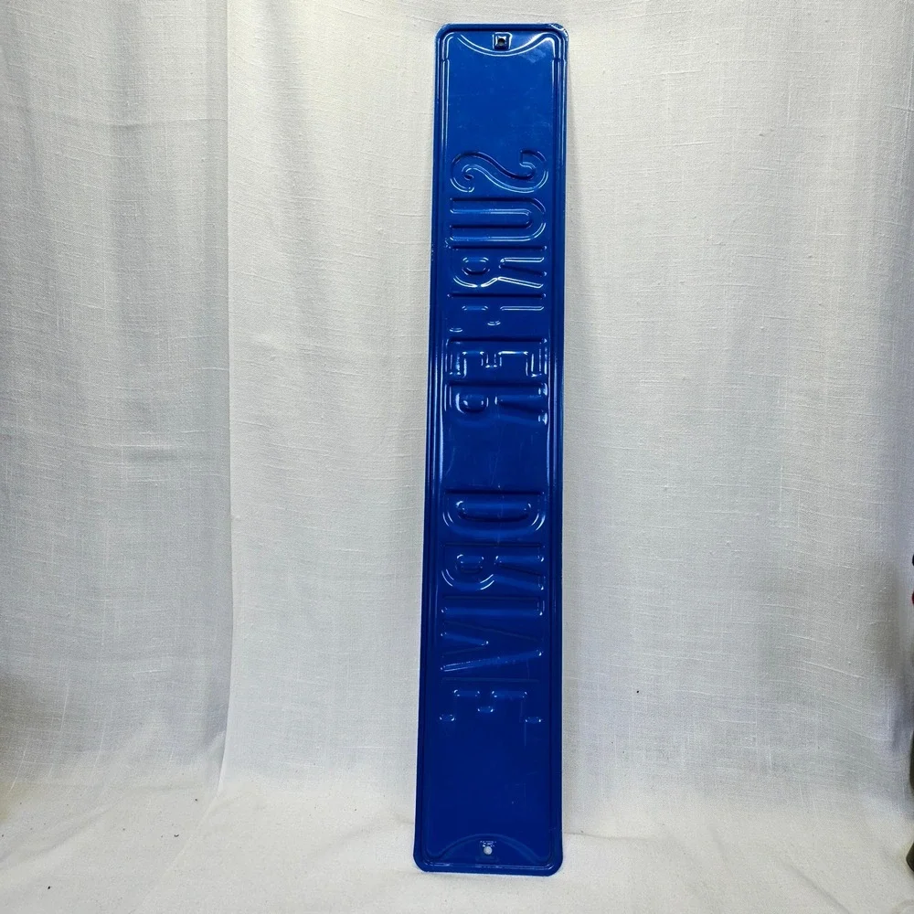 Vintage Surfer Drive‎ Street Sign Metal Embossed Blue White Beach Coastal Decor